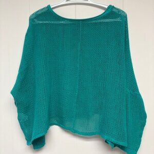 Beautiful Le Nove cropped mesh aqua Coachella style top - Made in Italy